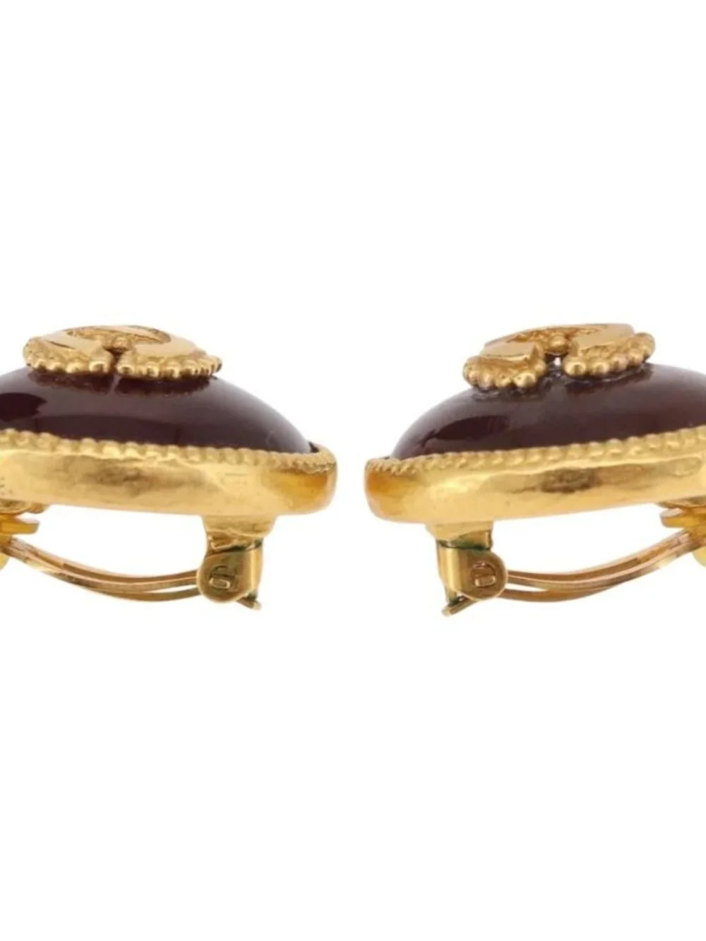 CHANEL Earring Metal Gold Tone CC Auth BA13637M